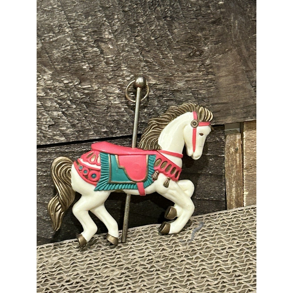 Vintage American Greetings‎ 4'' Carousel Horse Christmas Tree Ornament AX-1035